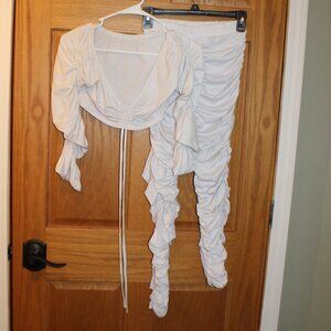 Sy Fashion - 2 pc Rouched Crop Top and Pants - Lightweight Material - Size Small